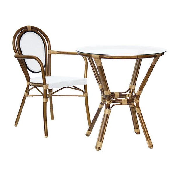 Mesa de mimbre para muebles de exterior de bambú con diseño OEM【GL-06195-1-TT】