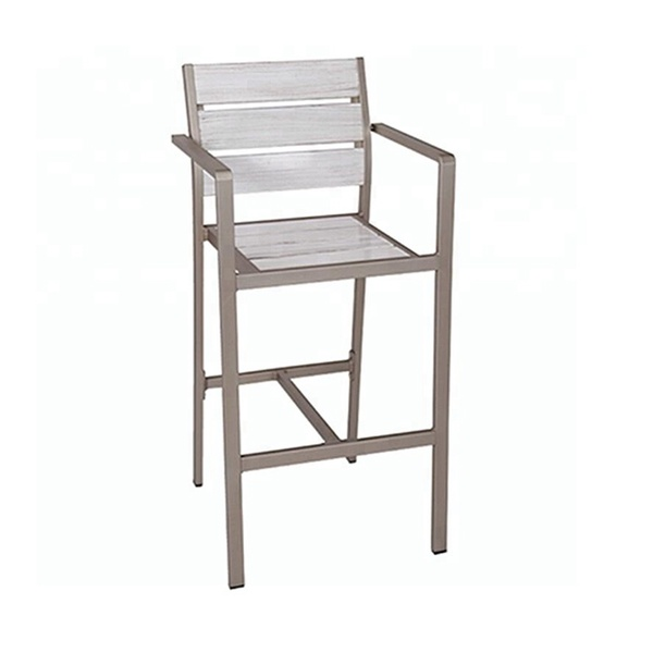 Silla de barra de muebles de restaurante de jardín de madera contrachapada de aluminio barata a prueba de agua 【Pwc-15507】